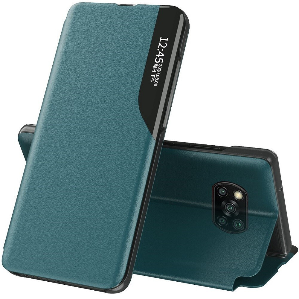 Xiaomi Redmi 12 4G / 12 5G / Note 12R, Oldalra nyíló tok, stand, hívás mutatóval, Wooze FashionBook, zöld (138655)-0
