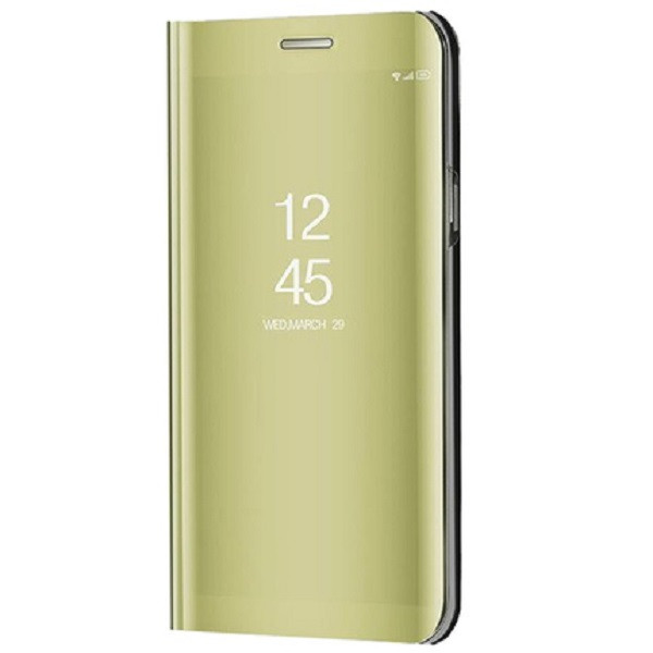 Huawei Honor 9A, Oldalra nyíló tok, hívás mutatóval, Smart View Cover, arany (utángyártott) (95668)