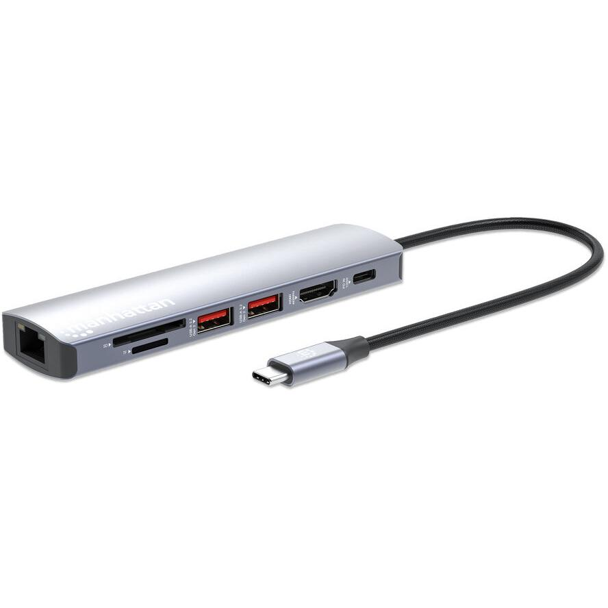 Manhattan 153966 stacja dokująca Przewodowa USB 3.2 Gen 2 (3.1 Gen 2) Type-C Srebrny (153966)