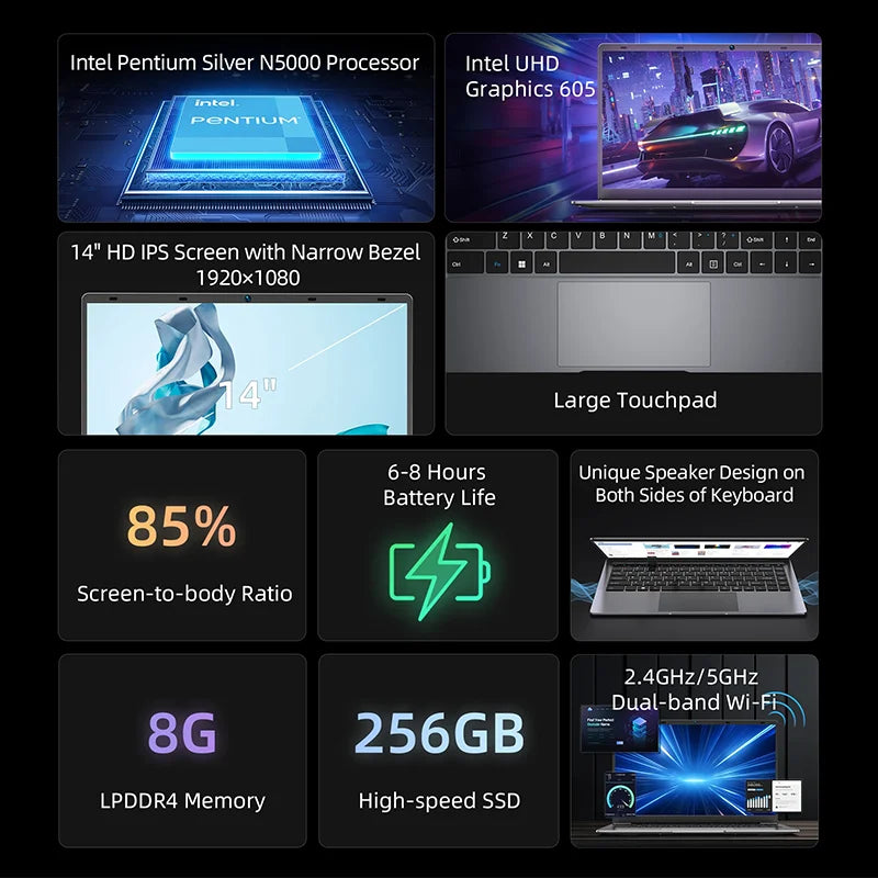 Bmax S14 Pro Intel N5000 8Gb Ram 256Gb Ssd Cpu 1920*1080 14 Inch Laptop Windows 11 Dual Notebook Wifi USB Laptop Pc