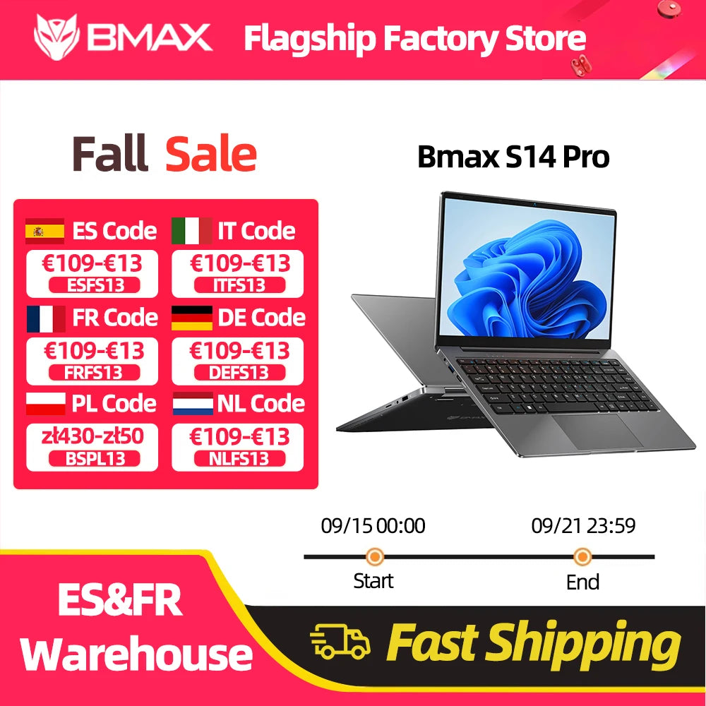 Bmax S14 Pro Intel N5000 8Gb Ram 256Gb Ssd Cpu 1920*1080 14 Inch Laptop Windows 11 Dual Notebook Wifi USB Laptop Pc