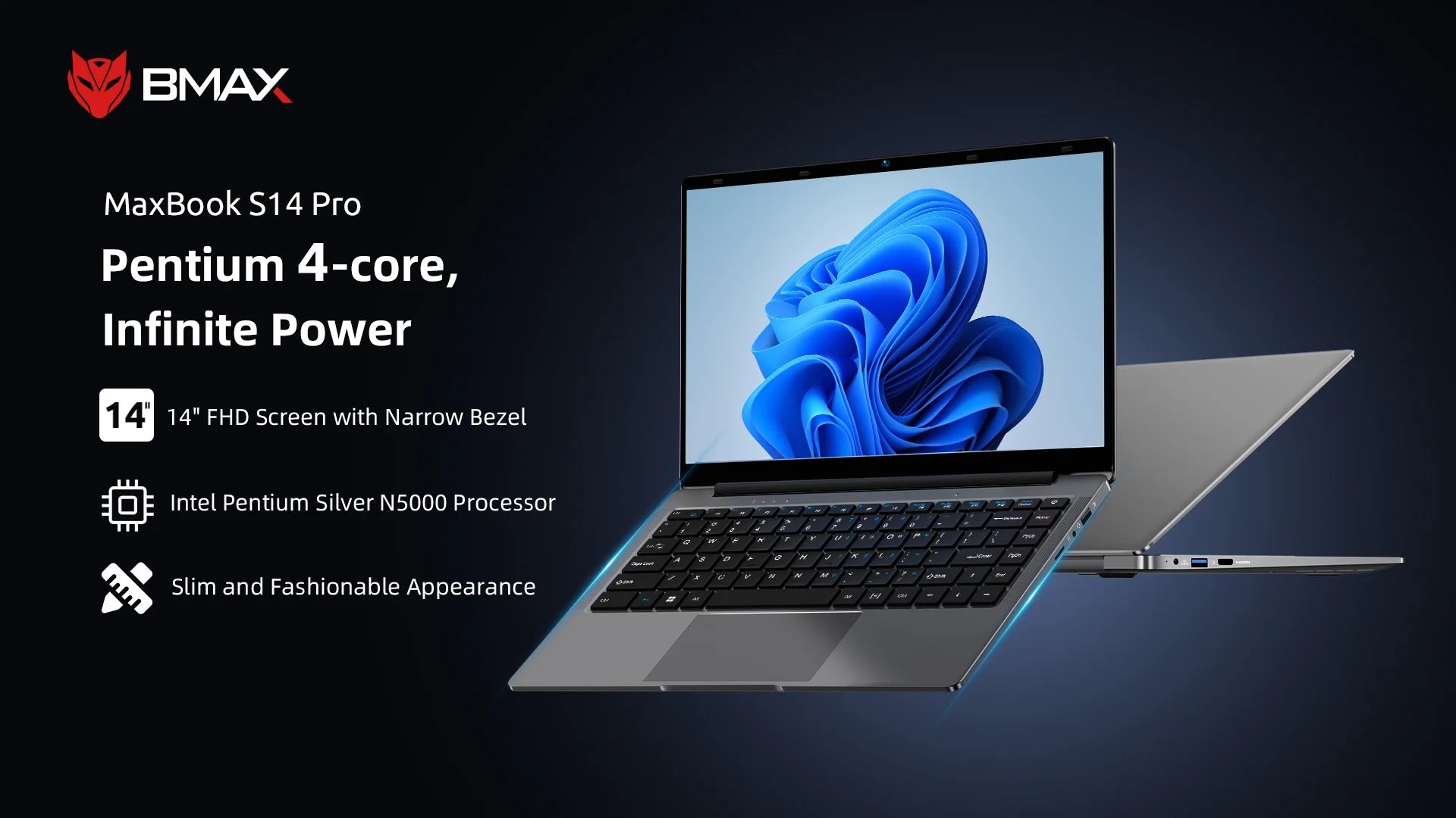 Bmax S14 Pro Intel N5000 8Gb Ram 256Gb Ssd Cpu 1920*1080 14 Inch Laptop Windows 11 Dual Notebook Wifi USB Laptop Pc